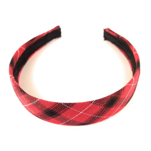 Fashion Accessories Now red black plaid headband 1 1/8 inches wide tartan fabric covered hair band plaid headband