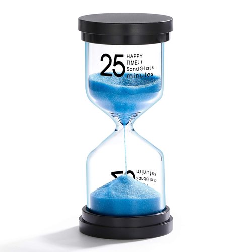 25 Minute Sand Hourglass Timer: Plastic Sand Clock, Sand Watch 25 Min, Extra Blue Reloj De Arena, Unity Hour Glass Colorful Sandglass Timer for Kids, Games, Classroom, Kitchen, Decoration