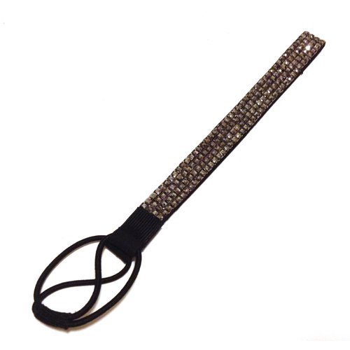 WigsPedia Rhinestone Crystal Stretch Headband 4-Row Head Piece Elastic Hair Band for Women (Metallic Hematite)