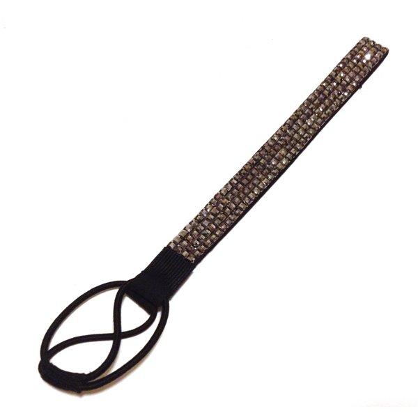 WigsPedia Rhinestone Crystal Stretch Headband 4-Row Head Piece Elastic Hair Band for Women (Metallic Hematite)