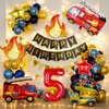 Fire Truck Party Decorations, 7pcs Fire Truck Birthday Party Balloons Fire Party Balloons for Firefighters 5th Birthday Fire Engine Rescue Themed Party Supplies