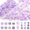 760pcs Lavender Glass Beads for Jewelry Making Kit, 8MM Crystal Round Assorted Beads with Ocean Beads and Seed Beads for Bracelets Making, DIY Bead Assortments