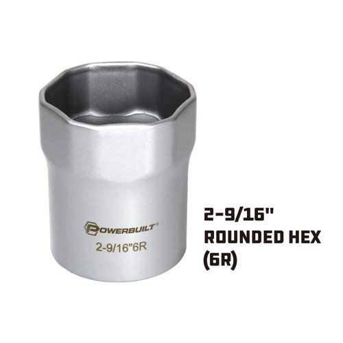 Powerbuilt 2-9/16 Inch Rounded Wheel Bearing Lock Nut Socket, 6 Point Hex, Dodge Trucks Manual Hubs - 647067