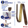 Perri’s Leathers Adjustable Guitar Straps for Kids, Men & Women - Deluxe Italian Leather Guitar Strap for Acoustic, Bass and Electric Guitars - Adjustable Size - Chestnut
