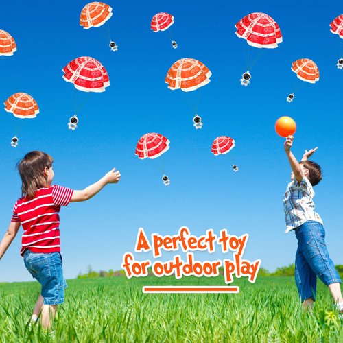 Jerify 48 Sets Mini Astronaut Paratroopers with Parachutes Flying Toy Space Party Favors Astronaut Goodie Bag Stuffers Need Assembly Required Flying Gifts for Boys Outdoor