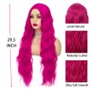 Amnenl Rose Red Hot Pink Curly Wigs Long Wavy Wigs for Women Natural Middle Part Synthetic Wig for Halloween Cosplay Wigs