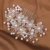 Simple White Flower Pearl Handmade Hair Comb Hair Accessories for women