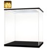 LANSCOERY Clear Acrylic Display Case with Light, Assemble Cube Display Box Stand with Black Base, Dustproof Protection Showcase for Collectibles Memorabilia Figurines (6x6x6inch;15x15x15cm)
