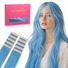 WENNALIFE Tape in Hair Extensions Human Hair Turquoise Tape in Extensions, 10pcs 25g 14 inch Remy Invisible Tape Ins Straight Colored Soft Real Human Hair Tape in Extensions Refill Set Extensions