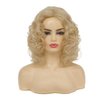 Tseses Blonde Curly Wigs for Women Shoulder Length Wig Natural Shaggy Synthetic Hair Heat Resistant Cosplay 80s Costume Wig with Wig Cap