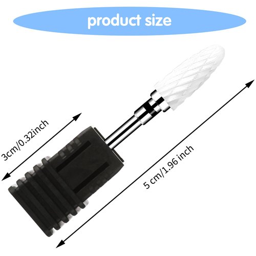 Sibba Ceramic Nail Drill Bits Set 5PCS Professional Corn Shape Carbide Bits Hard Gel Acrylic Removal Rotary Tool Fit Manicure Pedicure Cuticle Gel Nail Polishing Decoration (White)