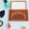NOLITOY Wooden Folding Mirror and Comb Set, Pocket Mirror with Hair Brush Makeup Vanity Mirror for Women Grils Backpack Travel