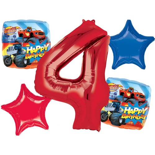 Anagram Blaze 4th Birthday Party Supplies 5pc Monster Machines Balloon Bouquet Decorations