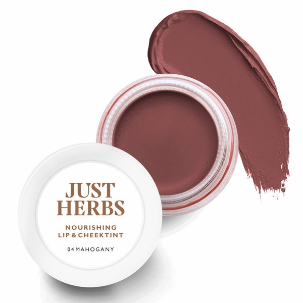 Just Herbs Organic Creamy Matte 3 in 1 Lip & Cheek Tint, Blush For Women - SLS,Chemical & Paraben Free - 0.14 fl. oz. (Mahogany)