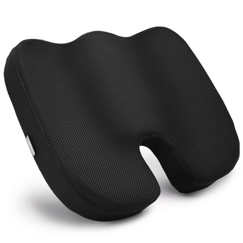 DMI Seat Cushion For Sciatica Pain Relief and Tailbone Pain, Office Desk Chair Cushion For Sitting, Car Seat Cushion, Sitting Pillow, Molded Foam Seat, Black