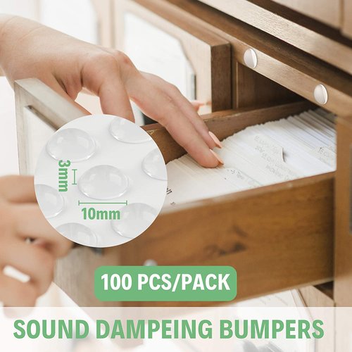 Dampone Cabinet Door Rubber Bumpers 100 Pcs Self Adhesive Sound Dampening Clear Bumper Pads for Drawers, Table Tops, Cupboard, Picture Frames, Glassware and Furniture (Hemispherical)