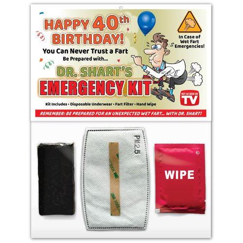 Generic FUNNY Happy 40th Birthday SHART Wet Fart Emergency Kit - Novelty Gag Gift Joke Party Favors Card - Man Cave, Husband, Dad, Brother