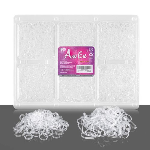 AwEx Color Elastic Hair Bands,Kids and Girls Hair Ties 1800 pcs Hair Rubber Bands,Soft No Damage Hair Elastics Ties Bands