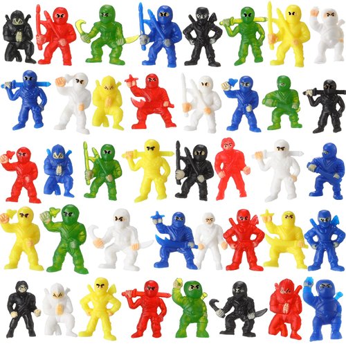 Chivao Mini Ninja Figurines (100 Pack) - Assorted Warriors, Party Favors, Cake Toppers & Playset for Ninja Birthdays