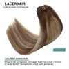 Lacer Human Hair Clip in Extensions Highlignt Warm Brown to Dark Caramel Blonde Clip in Extensions Real Human Hair for Women 16 Inch 120g 7Pcs Natural Human Hair