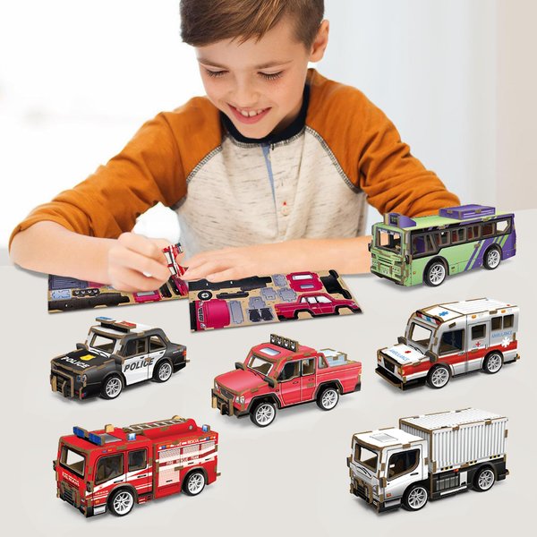 Playhiland 3D Wooden Puzzle Car for Adults Teens - 6 PCS STEM Kits for Teens Kids, Science Kits with Wood Model Car Building, Educational Wooden Crafts Gifts for Boys Girls