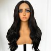 SOKU Body Wave Synthetic Lace Front Wigs 22 Inch Middle Part Wavy Wig with Baby Hair Dark Brown Glueless Hair Replacement Wigs for Women Heat Resistant Fiber