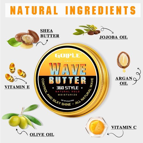 OZWave 3.5 OZ Wave Grease for Men's Layered Waves - Moisture, Control, and Silky Shine Cream with Shea Butter and Beeswax for Wolfing