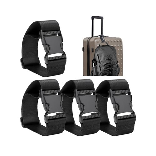 Frienda Add a Bag Luggage Strap Adjustable Suitcase Belt Straps Accessories for Connecting Luggage (Black-4 Pieces)