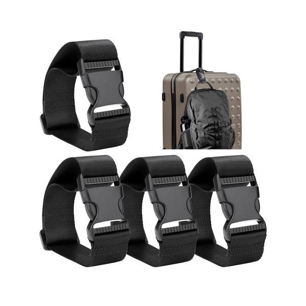 Frienda Add a Bag Luggage Strap Adjustable Suitcase Belt Straps Accessories for Connecting Luggage (Black-4 Pieces)