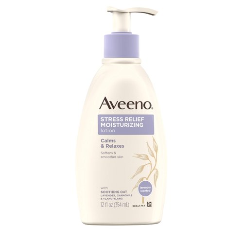 Aveeno Stress Relief Moisturizing Body Lotion with Lavender, Natural Oatmeal and Chamomile & Ylang-Ylang Essential Oils to Calm & Relax, 12 fl. oz ( Pack of 6)