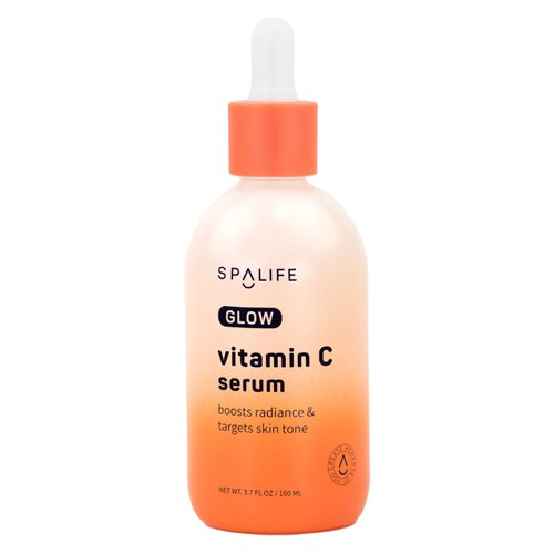 Spa Life Face Serum: GLOW Vitamin C & Brightening Daily Serum 100 ml (3.7 oz) - Targets Dark Spots, Fine Lines, Uneven Tone & Signs of Aging, Firming, Plumping & Radiance Boosting, Antioxidant-Rich