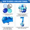 Soccer 7th Birthday Decorations for Boys, Royal Blue Teal Light Blue Balloon Garland Arch Kit with 40 Inch Blue Number 7 Balloon Tower, Soccer 7th Birthday Balloons for Kids Football Theme Party