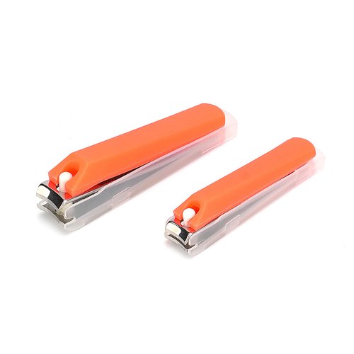 No Splash Nail Clippers Set, Best Gifts for Women Men Mom Dad Girl Boy Seniors, Stainless Steel Nail Care Kit with Nail File, Toenail Fingernail Acrylic Nail Cutter with Catcher 2PCS Orange