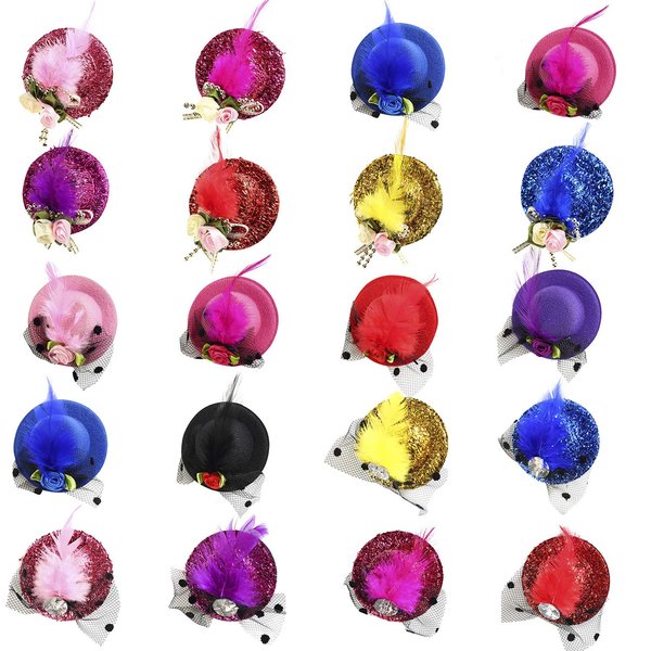 Trounistro Mini Top Hat Fascinator Hair Clips, Barrettes, and Hairpins for Girls