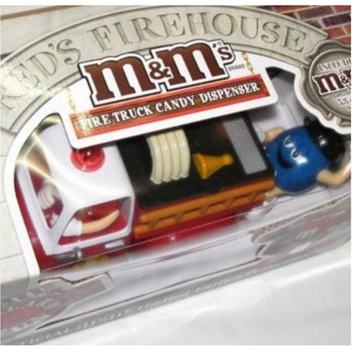 M &M Candy Dispenser Fire Truck Rare Red and Blue M&M