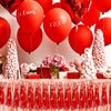 4P Red Foil Fringe Metallic Tassel Streamers Banner Tassel Garland for Parade Floats, Bachelorette, Wedding, Birthday, Halloween, Christmas, Bridal/Baby Shower Party Decorations
