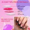 AddFavor 120pcs Black French Tip Press on Nails Long Square Fake Nails Nude False Nails Sqaure French Press ons Square Nail Acrylic Artificial Nail with Adhesive Tab for Women