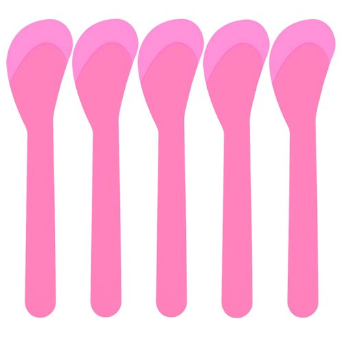 50 Pieces Plastic Facial Cream Mask Spatula Spoon 5 Inch Mask Cream Cosmetic Spoon Plastic Cosmetic Spatula Makeup Mask Spatula Makeup Mask Spoons Facial Cream Scoop, Pink