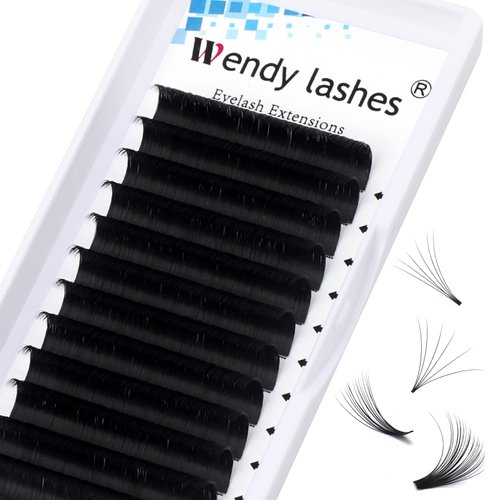 Volume Lash Extensions D Curl Easy Fan Volume Lashes 11-17mm Length Supply Self Fanning Eyelash Extensions 0.07mm Automatic Blooming Lashes (0.07-D, 13mm)