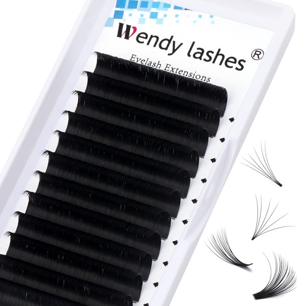 Volume Lash Extensions D Curl Easy Fan Volume Lashes 11-17mm Length Supply Self Fanning Eyelash Extensions 0.07mm Automatic Blooming Lashes (0.07-D, 13mm)