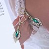 Allereyae Vintage Crystal Emerald Leaf Dangle Earrings Green Rhinestone Leaf Drop Earrings Green Cz Leaf Earrings Crystal Leaf Hoop Earrings Jewelry for Women