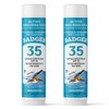 Badger Face Sunscreen Stick SPF 35 with Mineral Zinc Oxide, Travel Size Sunscreen, 97% Organic Ingredients, Reef Friendly SPF Stick Sunscreen for Face, Unscented, 0.65 oz(2 Pack)