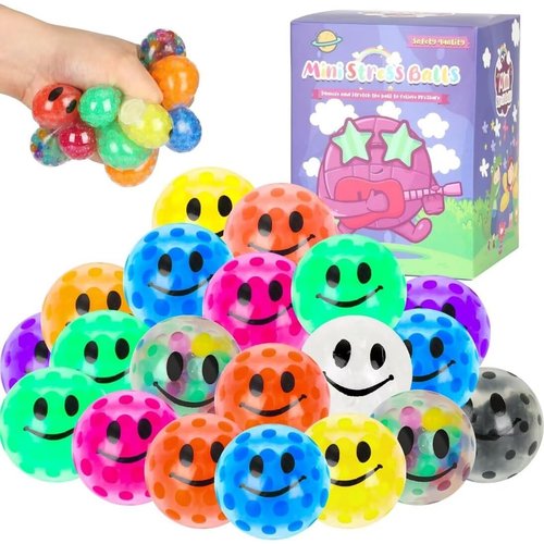 20 Pack Colorful Mini Stress Balls Set, Squishy Balls Fidget for Adult, Squeeze Balls Bulk, Birthday Gifts Party Favors Goodie Bags Stuffer Anxiety Stress Relief