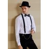 BABEYOND 1920s Mens Gatsby Costume Accessories Set 30s Panama Hat Elastic Y-Back Suspender Pre Tied Bow Tie Pocket Watch and Plastic Cigar (Black Set)