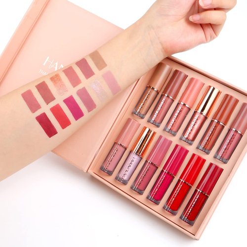 BAISEN DIARY 12 Colors Book Style Velvet Matte Liquid Lipstick Christmas Gift Set Long-Lasting Non-Stick Cup Not Fade Shimmer Nude Lip Gloss Thanks For the Love Lip Set (Set A)
