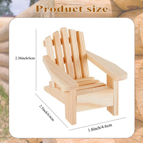 Sumind 4 Pieces Wood Adirondack-Style Miniature Chair Doll House Wooden Chairs Dollhouse Model Chairs Mini Wooden Rocking Chairs for Dollhouse Accessories Furniture Christmas Decoration