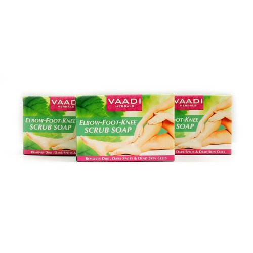 Elbow Foot Knee Scrub Soap - Handmade Herbal Soap - ALL Natural - Best Natural Skin Moisturizer - Each 2.65 Ounces - Pack of 3 (8 Oz) - Vaadi Herbals