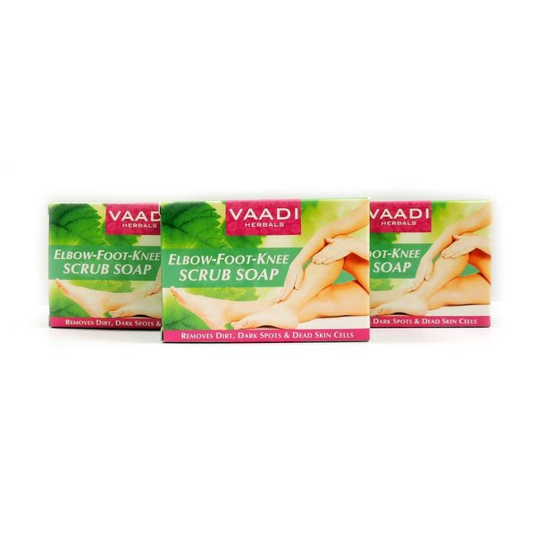 Elbow Foot Knee Scrub Soap - Handmade Herbal Soap - ALL Natural - Best Natural Skin Moisturizer - Each 2.65 Ounces - Pack of 3 (8 Oz) - Vaadi Herbals