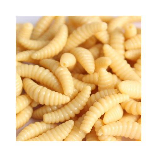 Fake Maggots - 50pcs 2cm 0.3g Maggot Grub Soft Lure Baits Smell Worms Glow Shrimps Fishing Lures - Maggots Fishing Bait(Yellow)