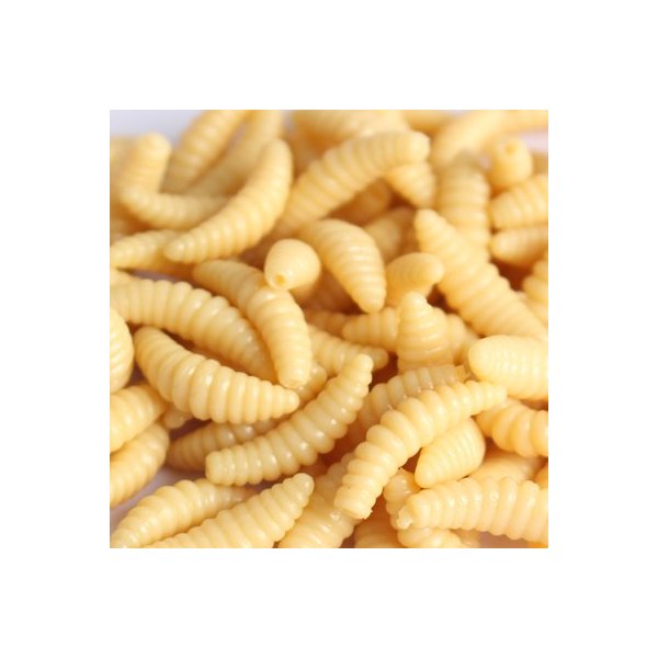 Fake Maggots - 50pcs 2cm 0.3g Maggot Grub Soft Lure Baits Smell Worms Glow Shrimps Fishing Lures - Maggots Fishing Bait(Yellow)